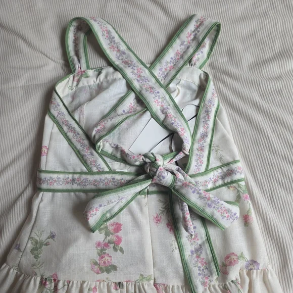 H&M Lovely Long FLORAL Back Tie-detail Midi Dress Floral Cream Floral BNWT - Picture 16 of 16